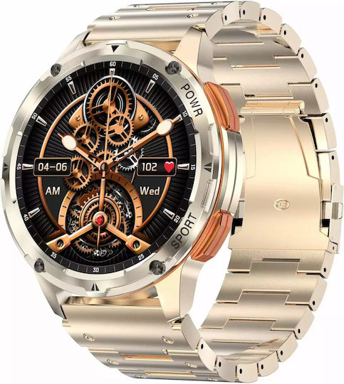 Microwear AK59 Smartwatch with Heart Rate Monitor (Gold Steel)