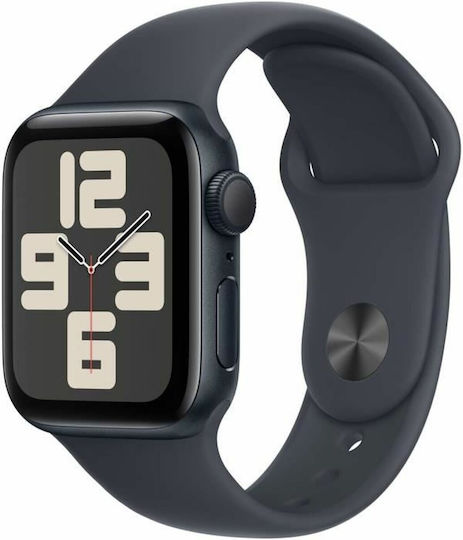 Apple Watch SE 2024 Aluminium 40mm Waterproof with Heart Rate Monitor (Midnight with Midnight Sport Band (S/M)) view 2