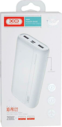 XO PR122 Power Bank 20000mAh with 2 USB-A Ports and USB-C Port White view 2