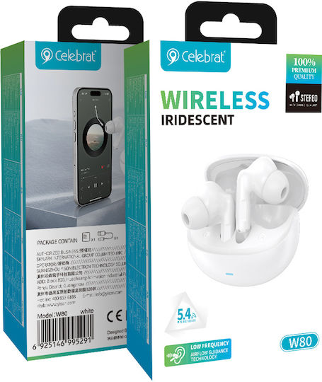 Celebrat W80 In-ear Bluetooth Handsfree Headphones with Sweat Resistance and Charging Case White view 7