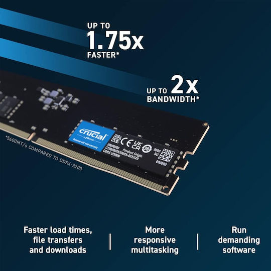 Crucial DDR5 with Module 1x16GB and Speed 5600 for Desktop CT16G56C46U5 view 5