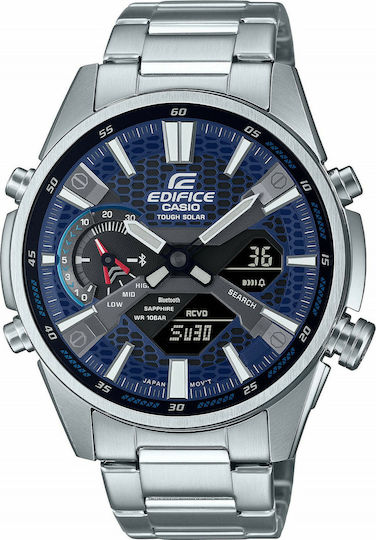 Casio ECB-S100D-2AEF Stainless Steel 50mm Waterproof Smartwatch (Silver) view 1