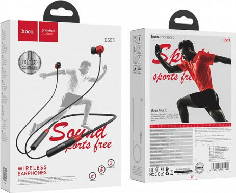 Hoco ES53 Coolway In-ear Bluetooth Handsfree Earphones with Sweat Resistance Red view 2
