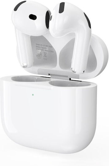 XO Q7 Earbud Bluetooth Handsfree Earphones with Sweat Resistance and Charging Case White view 4
