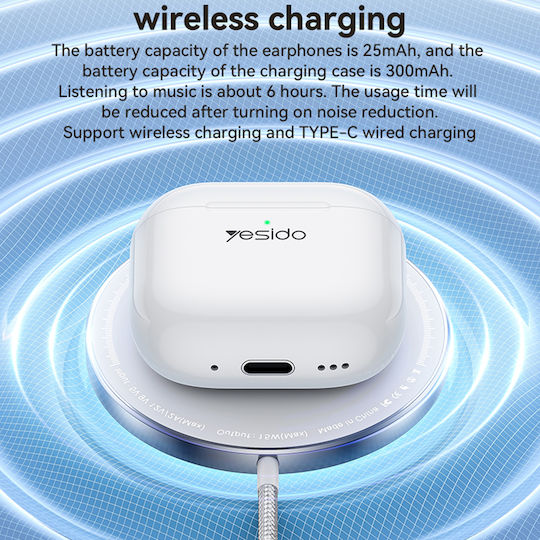 Yesido TWS32 Earbud Bluetooth Handsfree Earphones with Charging Case White view 6