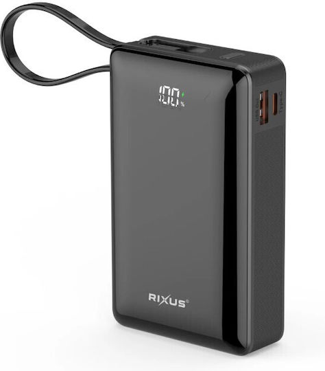 Rixus Power Bank 20000mAh 22.5W with 11 USB-A Ports and USB-C Port Black
