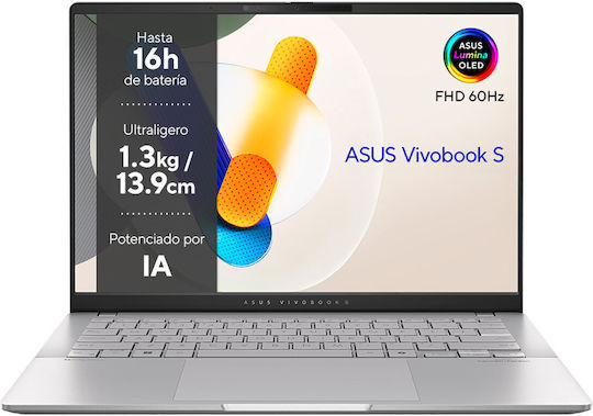 Asus Vivobook S 14 M5406NA-QD082W 14" OLED FHD+ (Ryzen 5-7535HS/16GB/512GB SSD/W11 Home) Cool Silver (ES Keyboard)