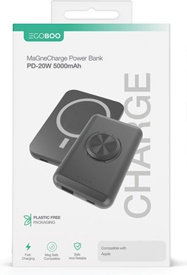 Egoboo MagSafe Power Bank 5000mAh 15W Power Delivery Black view 3