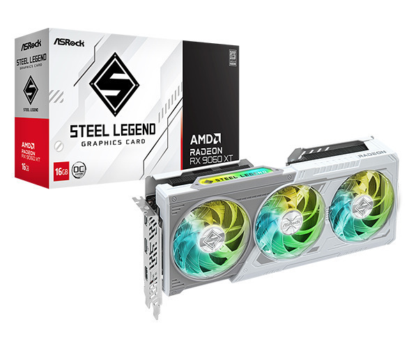 ASRock Radeon RX 9060 XT 16GB GDDR6 Steel Legend OC Graphics Card 90-GA5JZZ-00UANF