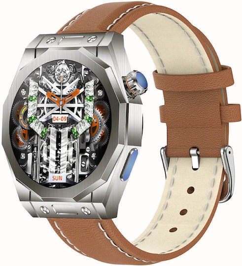 Microwear T83 Max Smartwatch with Heart Rate Monitor (Brown)