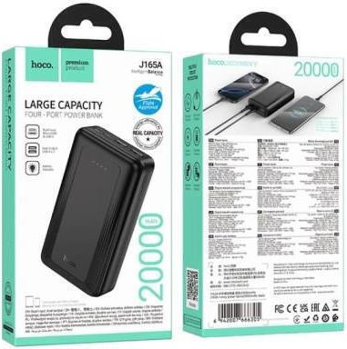 Hoco J165A Power Bank 20000mAh with 2 USB-A Ports Power Delivery / Quick Charge 3.0 Black vista 3