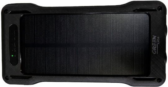 Green Lyca Solar Power Bank 10000mAh with 2 USB-A Ports and USB-C Port Black view 5