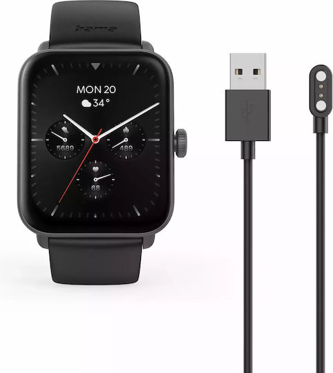 HAMA 6010 49mm Smartwatch with Heart Rate Monitor (Black) view 6