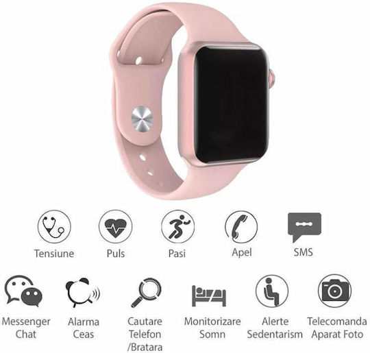 Smartwatch with Heart Rate Monitor (Pink) vista 6