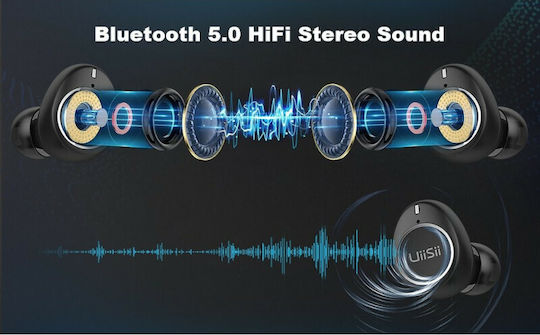 UiiSii TWS60 In-ear Bluetooth Handsfree Earphones with Sweat Resistance and Charging Case Black vue 6