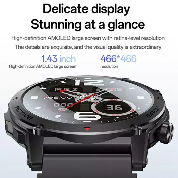 Yesido IO31 Smartwatch with Pedometer Heart Rate Sensors Black Large view 3