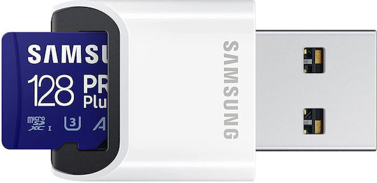 Samsung Pro Plus (2021) microSDXC 128GB Class 10 U3 V30 A2 UHS-I with USB Reader view 4