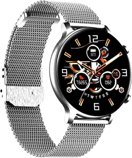 Smartwatch Versa Idealstore Screen Size 1.32 Inch Water Resistant Bluetooth Heart Rate Monitor Blood Pressure Blood Oxygen Call Notifications Multi Sport Compatible Ios Android Silver