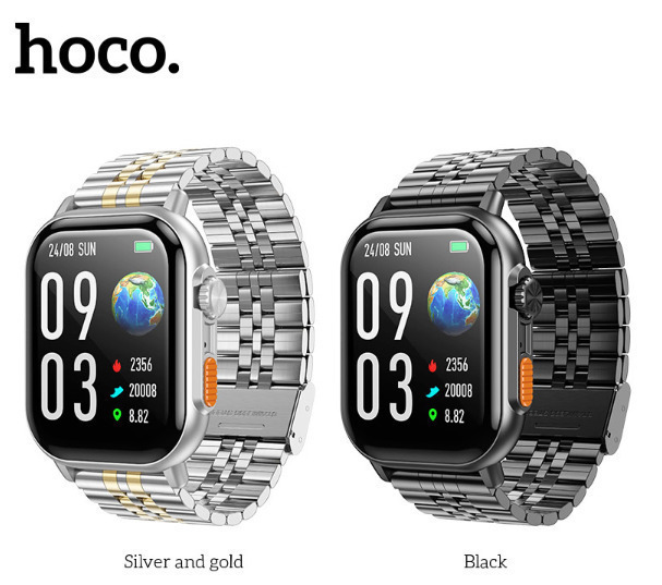 Hoco DYD02 Smartwatch with Heart Rate Monitor (Silver and Gold) view 3