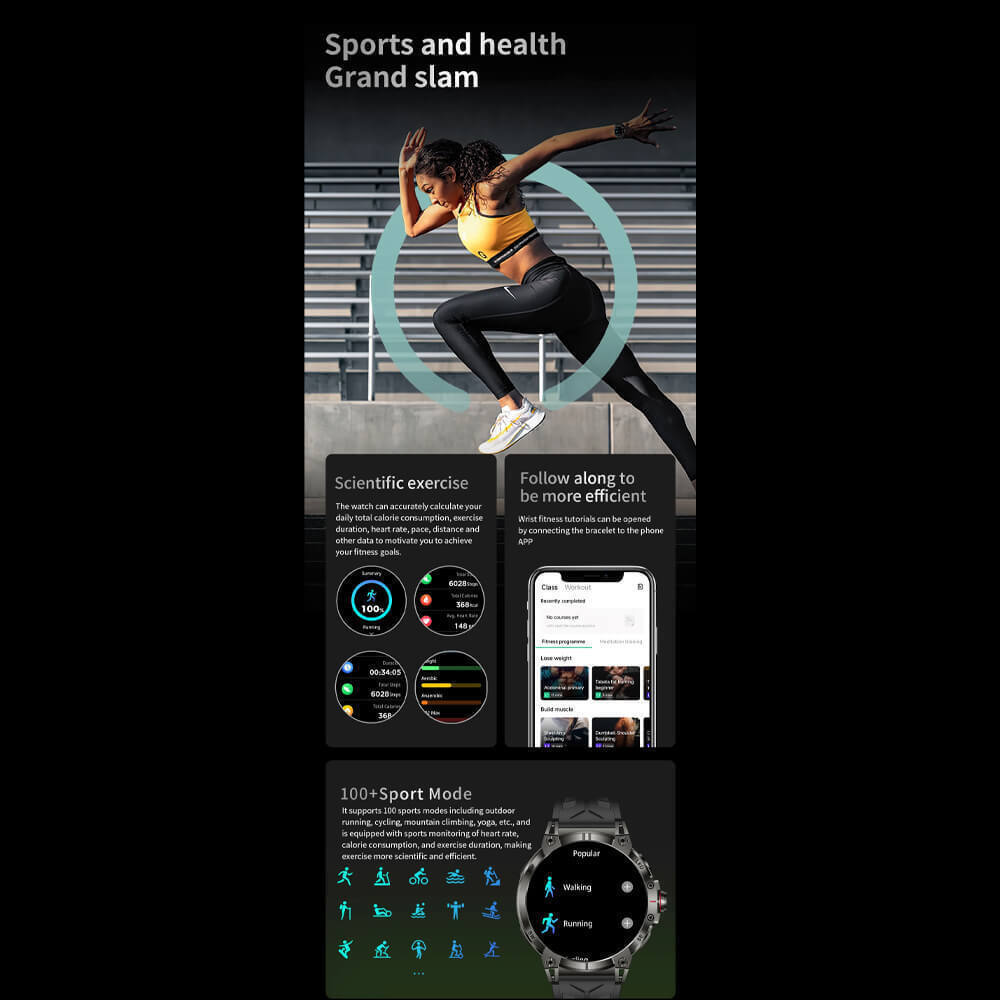 Microwear KC89 Smartwatch with Heart Rate Monitor (Black) view 8