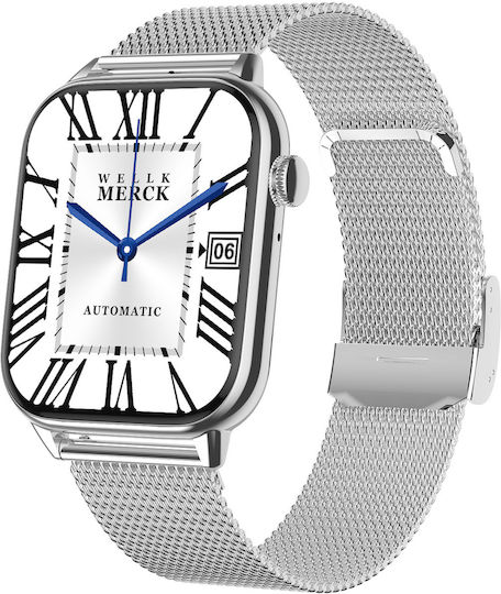 Star Collection Smartwatch Idealstore 1.85 Inch Touch Screen Nfc Call Message Notifications Via Bluetooth Heart Rate Sleep Monitoring Built-in Speaker Microphone Ip67 Alarm Android-ios Metal Silver