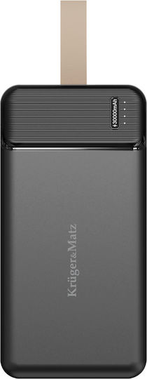 Kruger & Matz Power Bank 30000mAh 22.5W with 2 USB-A Ports and USB-C Port Power Delivery / Quick Charge 3.0 Black view 2