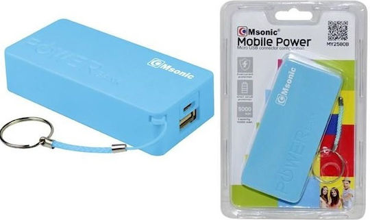 MSonic MY2580 Power Bank 5000mAh with USB-A Port Blue view 1