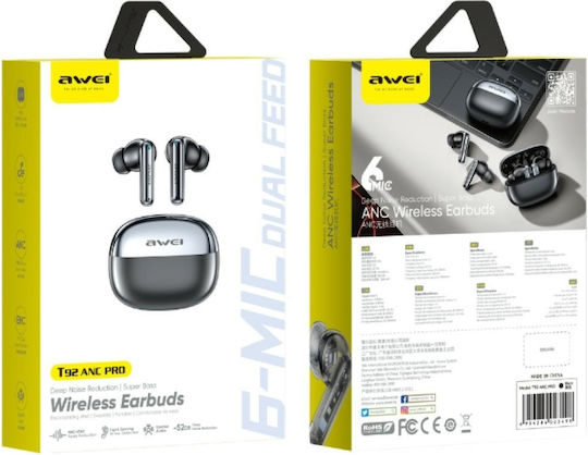 Awei T92 ANC Pro In-ear Bluetooth Handsfree Earphones with Charging Case Black vista 3