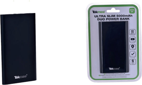 Tekmee Ultra Slim Power Bank 5000mAh with 2 USB-A Ports Black