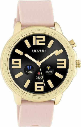 Oozoo Q00318 45mm Smartwatch with Heart Rate Monitor (Gold / Pink) view 1