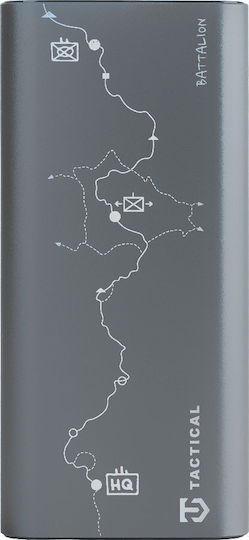 Tactical Battalion Power Bank 20000mAh 65W with USB-A Port and 2 USB-C Ports Gray
