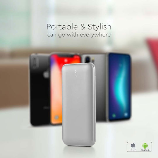 V-TAC VT-3527 Power Bank 10000mAh with 2 USB-A Ports Silver view 4