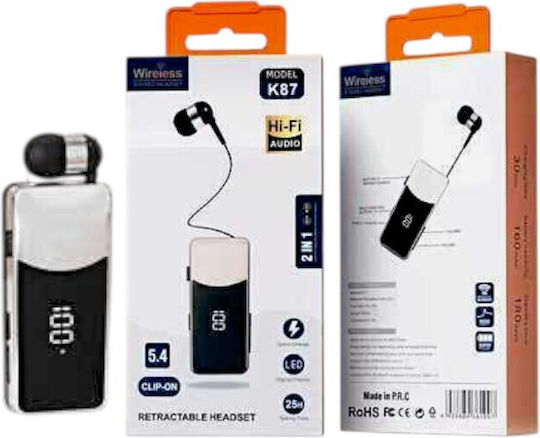 K87 In-ear Bluetooth Handsfree Earphone Lapel Silver view 1