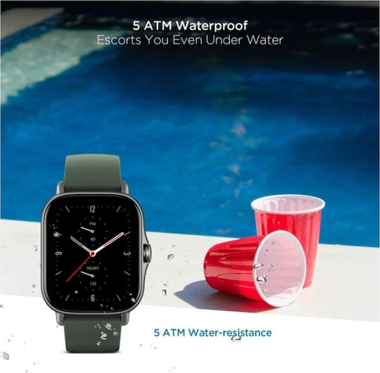 Amazfit GTS 2e Aluminium 43mm Waterproof Smartwatch with Heart Rate Monitor (Moss Green) vue 9