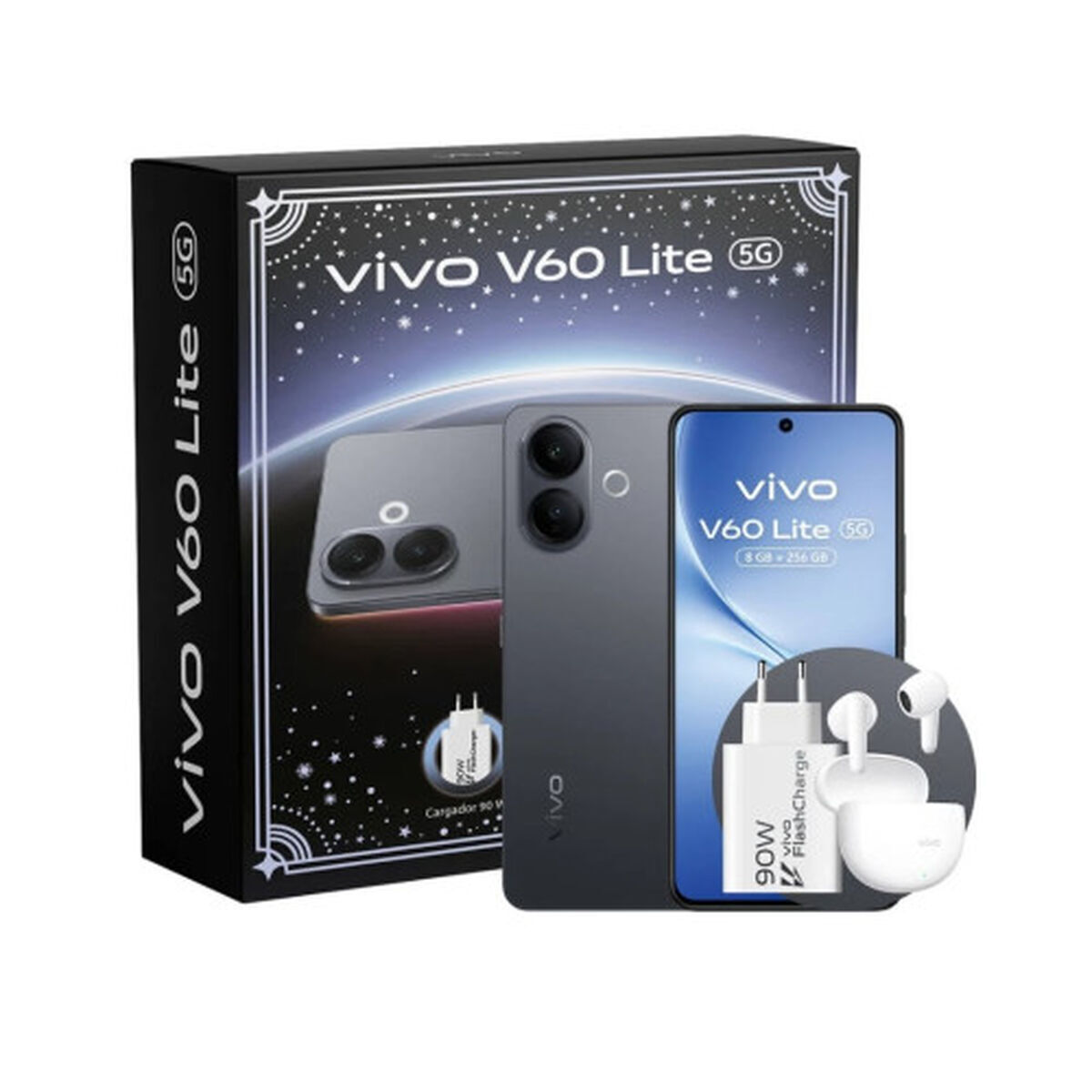 Vivo V60 Lite & Vivo Buds Air3 & Vivo 90W FlashCharge 5G Dual SIM (8/256GB) Black