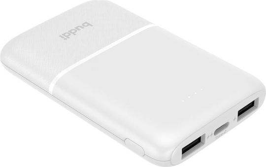 Buddi Mini Power Bank 5000mAh with 2 USB-A Ports and USB-C Port White vue 2
