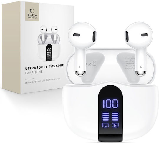 Tech-Protect Ultraboost Core G2 Earbud Bluetooth Handsfree Earphones with Charging Case White view 1