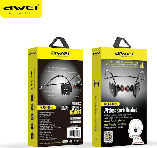 Awei A847BL In-ear Bluetooth Handsfree Earphones with Sweat Resistance Black view 7