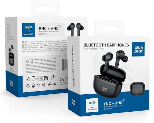 Blue Star AC20E In-ear Bluetooth Handsfree Earphones with Charging Case Black