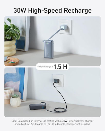 Anker Nano 545 Power Bank 10000mAh 30W with USB-A Port and USB-C Port Power Delivery Black view 7