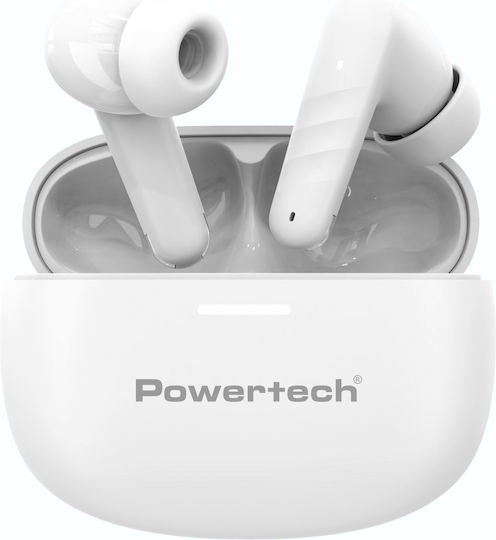 Powertech PT-1432 In-ear Bluetooth Handsfree Earphones with Charging Case White view 1