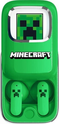 OTL Minecrarft Slide In-ear Bluetooth Handsfree Earphones with Charging Case Green view 6