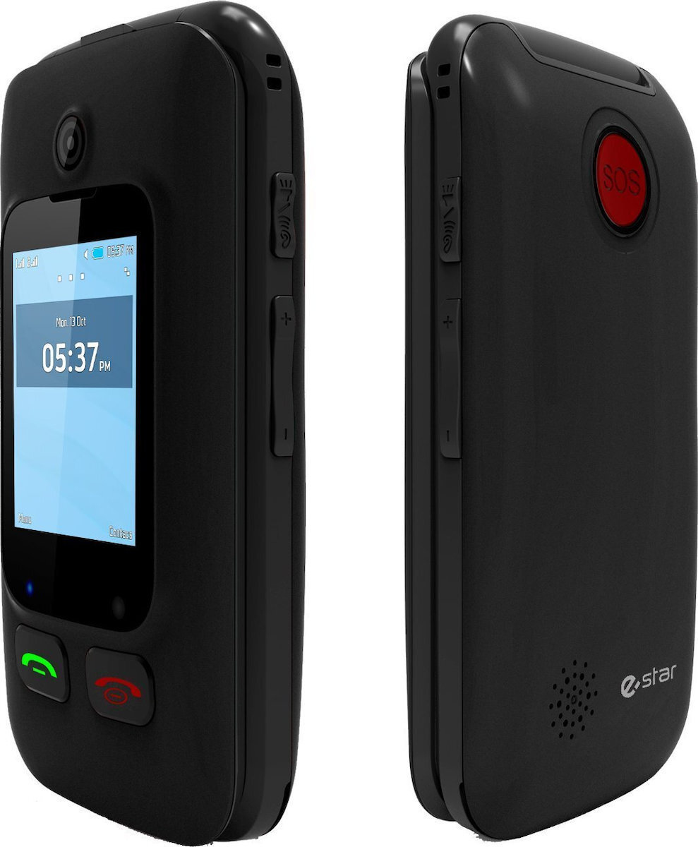 eStar Digni Flip Dual SIM Mobile with Large Buttons Black view 1