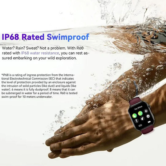 BlackView R60 Aluminium 47mm Smartwatch with Heart Rate Monitor (Wine Red) view 3