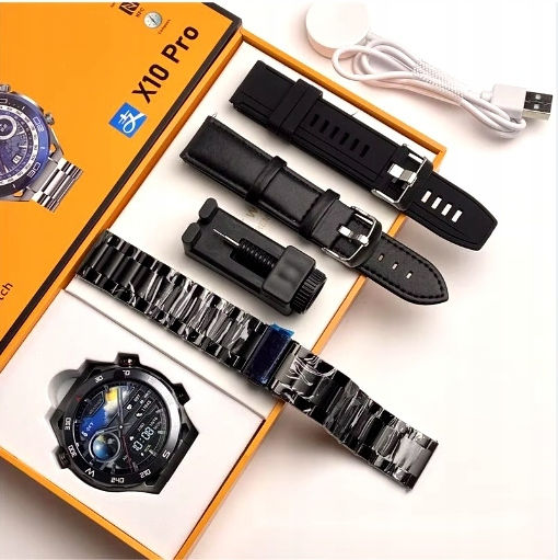 X10 Pro Metal Smartwatch with Heart Rate Monitor (Black) view 2