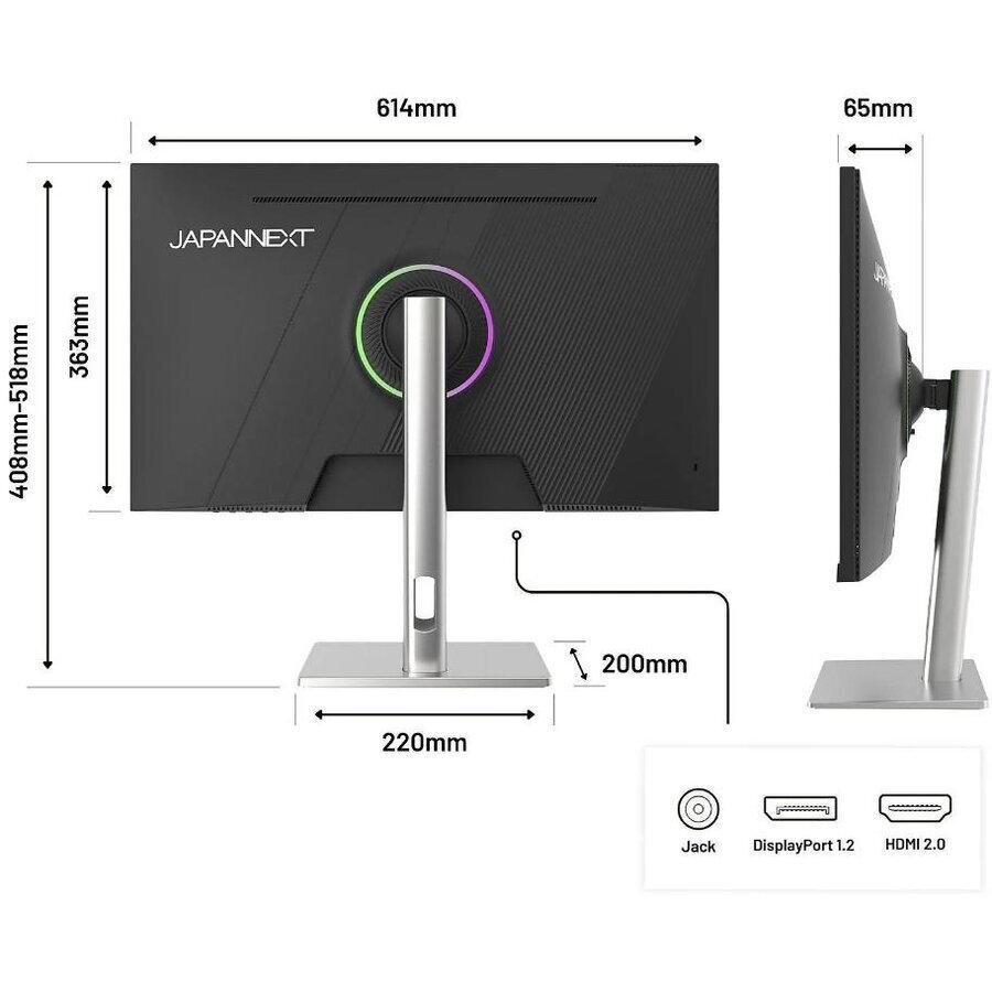 Japannext JN-I270FHD200F-HSP IPS HDR Gaming Monitor 27" FHD 1920x1080 200Hz view 3