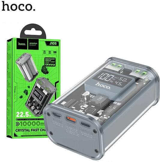 Hoco J105 Fully Power Bank 10000mAh 22.5W with 2 USB-A Ports and USB-C Port Black view 2