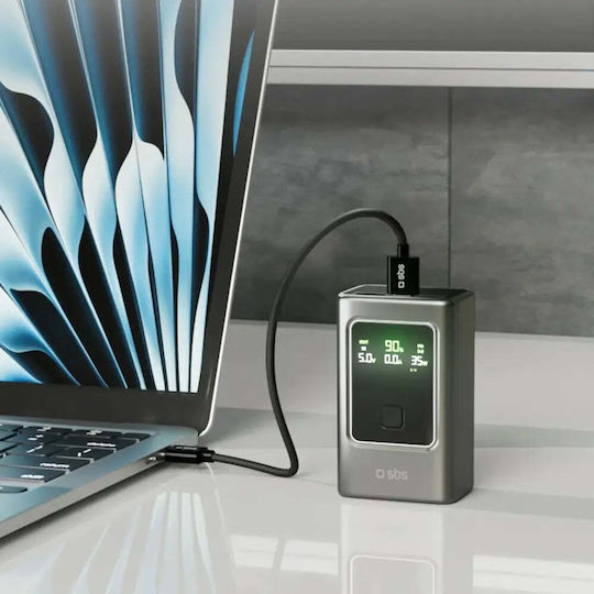SBS Power Bank 10000mAh 35W with USB-A Port and 2 USB-C Ports Power Delivery Gray view 7