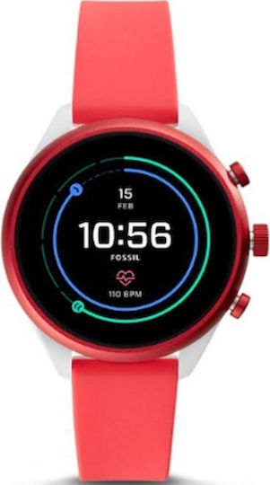 Fossil Sport 41mm Smartwatch with Heart Rate Monitor (Red)