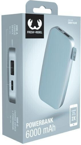 Fresh 'n Rebel Power Bank 6000mAh 10W with USB-A Port and USB-C Port Dusky Blue view 2